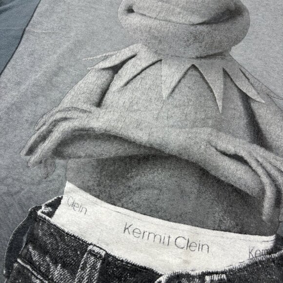 Vintage Kermit The Frog Shirt XL Blue Kermit Clein Calvin Clein Changes Tag 90s - Picture 3 of 13